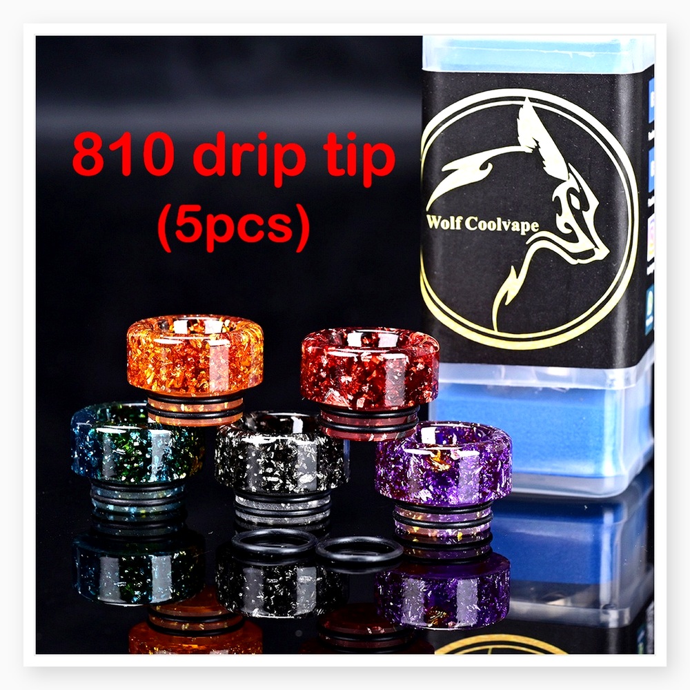 Drip Tip Resin - Embouts buccaux Wolfcoolvape 810, 5 pièces,